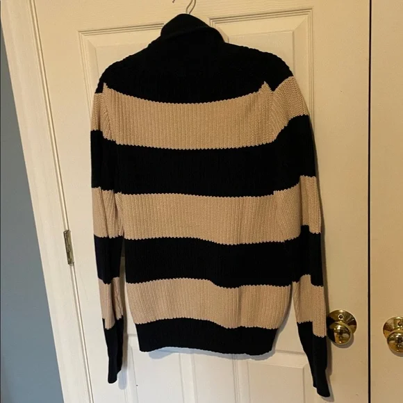 J. Crew navy and Cream Striped Cardigan women’s large - Picture 5 of 6